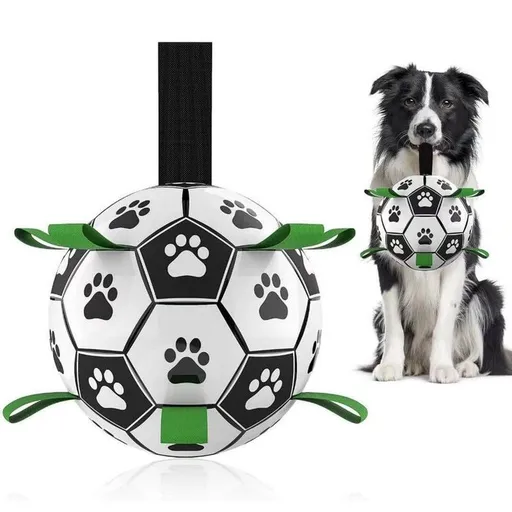 Durable Dog Soccer Ball Toy, 15cm Inflatable Soccer Ball, Teething and Entertainment Training Ball, Includes Pump - White