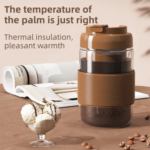 Portable Electric Coffee Bean Grinding Cup & Juicer with Safe Hidden Stainless Steel Blades - 420ML USB Rechargeable Travel Brewer