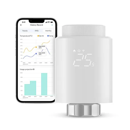 Thermostatic Radiator Valve, Smart Thermostatic Radiator supports App remote control and timing,3.0 Hub required