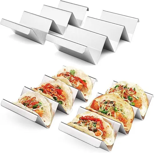Holder Stand 4 Packs - Stainless Steel Rack Truck Tray Style by, Oven Safe for Baking, Dishwasher and Grill Safe