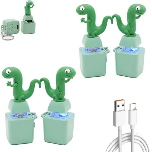 4 Pcs Lizard Button Keychain with Sound, Keyboard Fidget Toy Light Up Keyboard Fidget Light Up Clicker Keychain, Sound Keychain Stress Relief Sensory