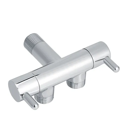 Brass Two Way Valve Faucet Outlet Water Distribution Polishing for Toilet Washing Machine