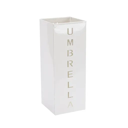 Umbrella Bucket Storage Cylinder Square Storing Umbrellas Home Office Organizer - White