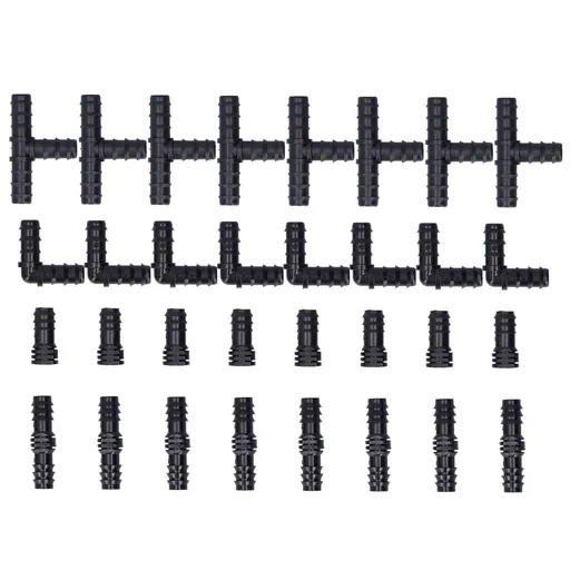 32Pcs/Set Drip Irrigation Tees Connectors Kit 1/2 Tubing Set Garden Greenhouse Sprinkler System