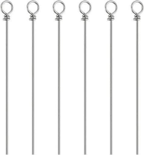 Pack of 100 Bass Fishing Spinner Shaft Looped Stainless Steel Wire Lure Making