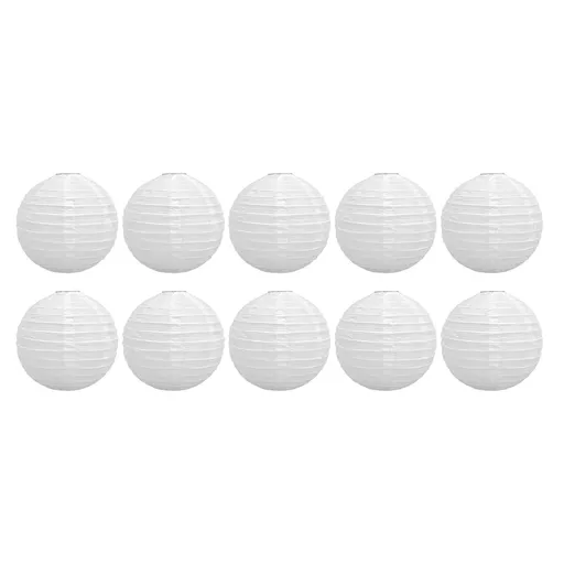 10 Pcs Paper Lanterns 8 Inch Pure White Hand Painted Round Paper Lanterns Birthday Halloween Family Party Decoration