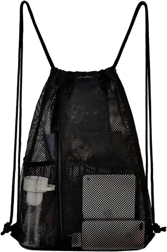 Heavy Duty Mesh Drawstring bag for Soccer Ball，Beach Toys -Drawstring Backpack Sports Gym Bag