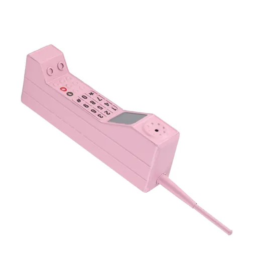 Retro Cell Phone Ornament Iron Material Vivid Lightweight Portable Decorative Colorfast Vintage Cellular Model Pink