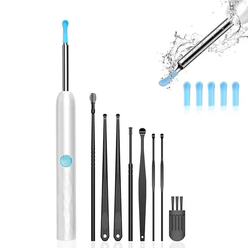 8-Piece Smart Visual Ear Cleaner, 1080P HD AI Warning, IP67 Waterproof Silicone Soft Tip, Safe and Comfortable Comfortable(white))