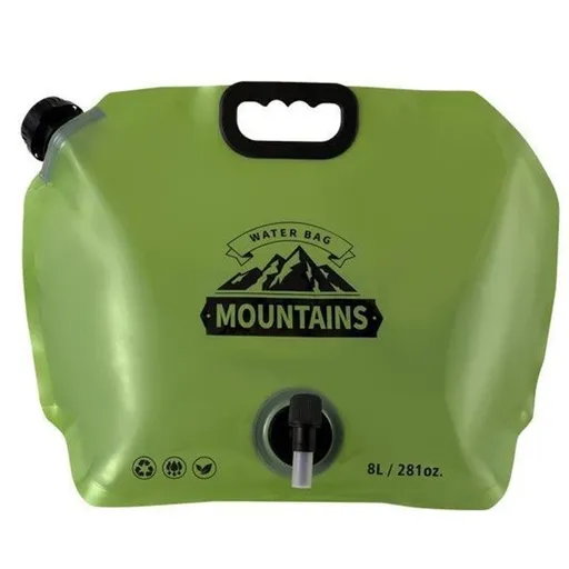 8L Large-Capacity Foldable Outdoor Water Bag,Built-in Faucet, Portable Camping and Travel Water Bag - Green