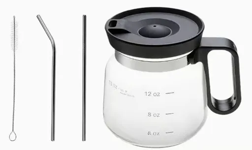 Premium 16oz Glass Coffee Mug Set with Reusable Straw and Cleaning Brush – 300ml Elegant Glass Tumbler