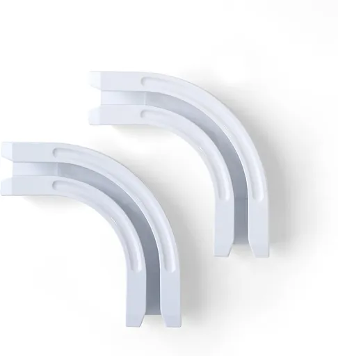 90 Curved Connectors - Ceiling Mount/Wall Mount Curtain Tracks, White 2 Pack