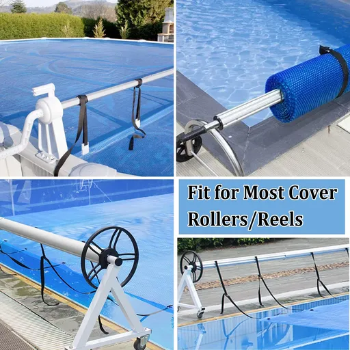 Pool Cover Straps, Solar Cover Reel Strap kit for In-Ground Swimming Pools, Including 8 Straps with Hoop and Loop Tapes