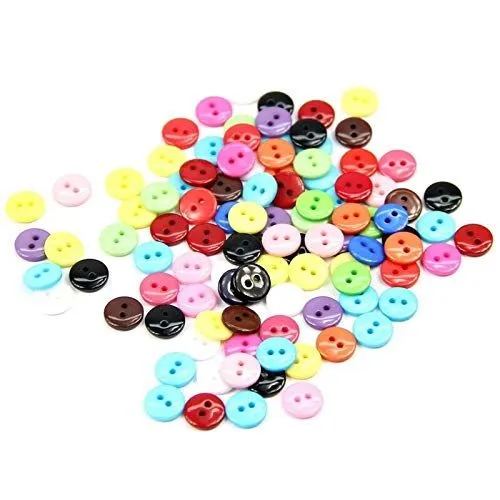 Sewing Button 200pcs 6mm Mixed Color Round Shape Resin Buttons Sewing Accessories - (Color: Mixed Color; Size: as Shown)