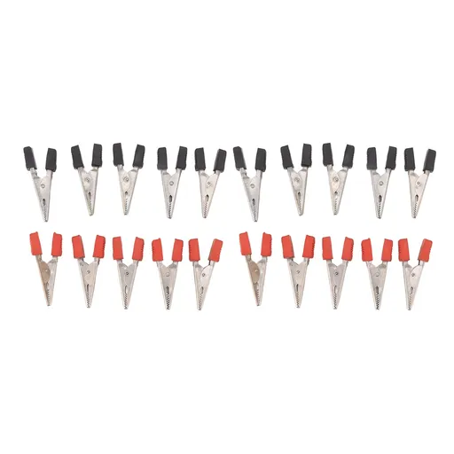 20 Pcs Crocodile Clip Red and Black 1cm Opening Electrical Test Clamp Stainless Steel Battery Cable Clips