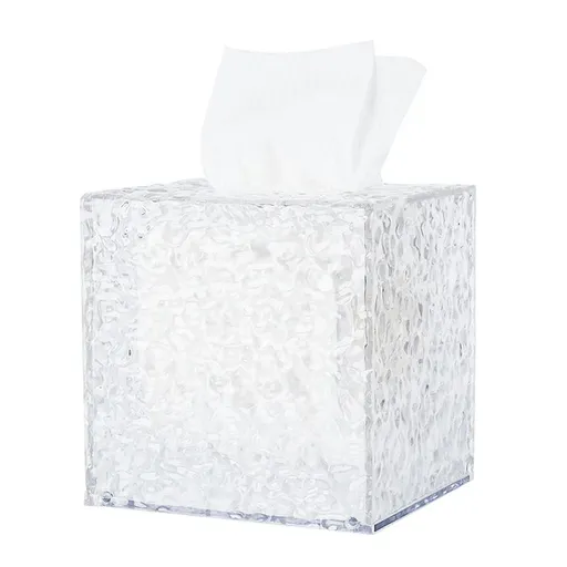Tissue Dispenser Dryer Sheet Holder,Clear Water Ripple Rectangle Cube Tissue Storage Wall Mounted for Bathroom Kitchen and Office