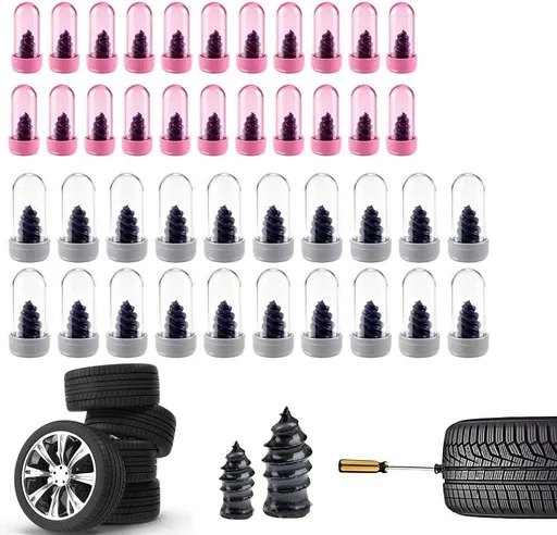 Tire Repair Rubber Nails Kit with 2 Sizes,2026 Tire Repair Tools for Car,Motorcycle,Bike,Tire Repair Screws,Screw in Tire Repair Plugs with Screwdriver (40PC)
