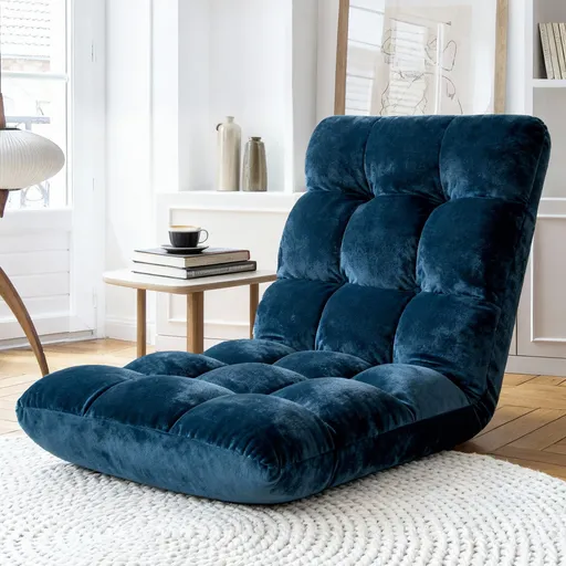Artiss Floor Lounge Sofa Bed Flannel Fabric Navy