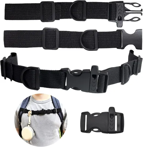 2 PCS Backpack Chest Strap Add on, Adjustable Sternum Straps for Backpacks and Schoolbag, Heavy Duty Backpack Waist Strap Chest Belt with Whistle Quick Release Buckle and Slide Lock for Hiking Jogging