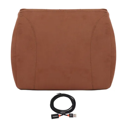 Khaki Portable Heating Waist Cushion USB Port 3 Adjustable Temperature Heating Lumbar Support Cushion