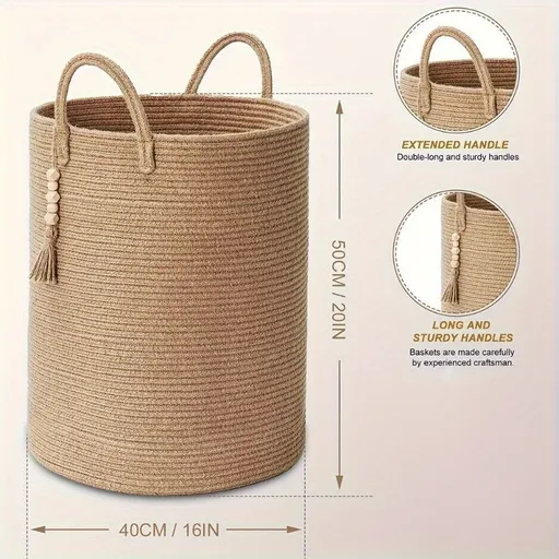 Brown Gray round rope laundry basket, tassel laundry basket, high quality laundry basket, bohemian laundry basket, stylish laundry basket, boho rope basket, large laundry hamper, Australian home decor