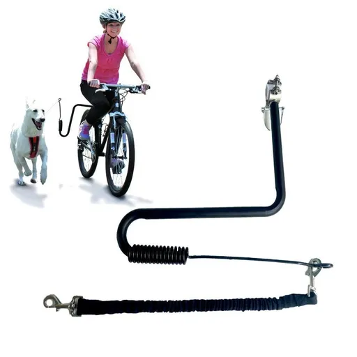 Ride with Your Best Friend: Durable Steel Bike Dog Leash with Shock-Absorbing Spring for Safe, Stable Cycling Walks – Ideal for One or Two Dogs, Perfect for Long-Distance Outdoor Adventures(Black)