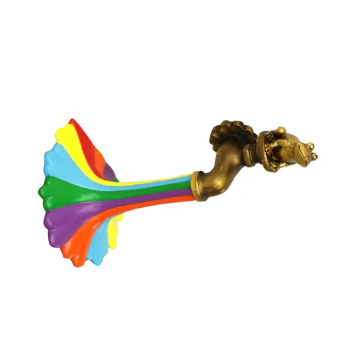Frog Rainbow Faucet Ornament Resin Garden Decorative Animal Rainbow Tap Statue Craft for Outdoor Patio Decor