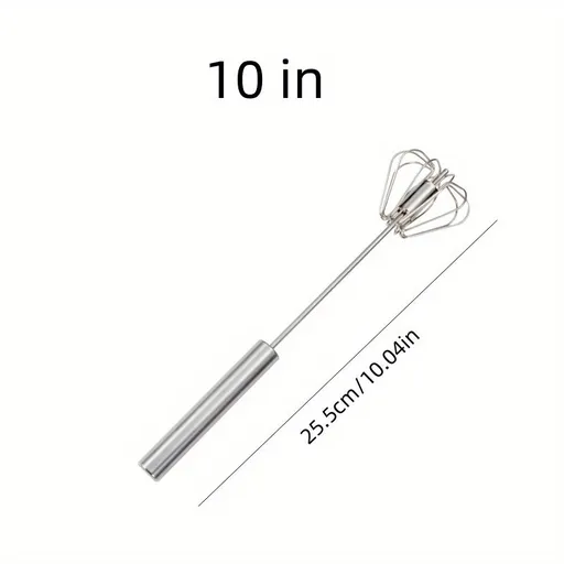 1 Portable Semi-Automatic Rotary Mixer | Ideal for Home Baking, Camping & Picnicking - Effortlessly Mix Eggs & Cream for Perfect Results Silvery-10 In