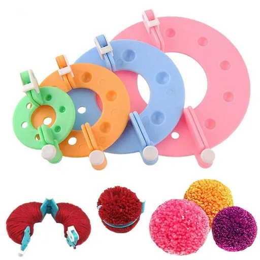 Different Sizes Pom-pom Maker Fluff Ball Weaver Needle Craft DIY Wool Knitting Craft Tool Set for Kids and Adult
