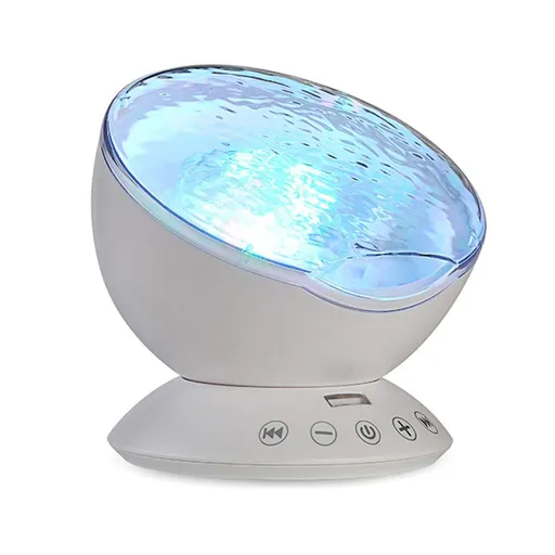 Ocean Wave Projector Sound Machine, Night Light Projector with Remote Control Timer 7 Colors LED Lighting Modes Water (White)