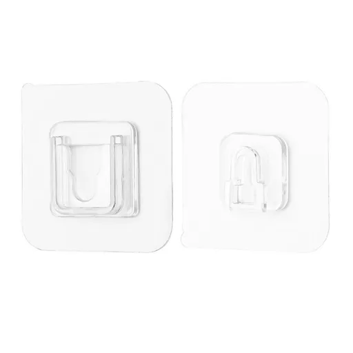Clear Double-Sided Adhesive Wall Hooks - 5-Piece Mounted Door Hanger Kit - No Drill Sticker Hangers with Suction Cup for Bathroom