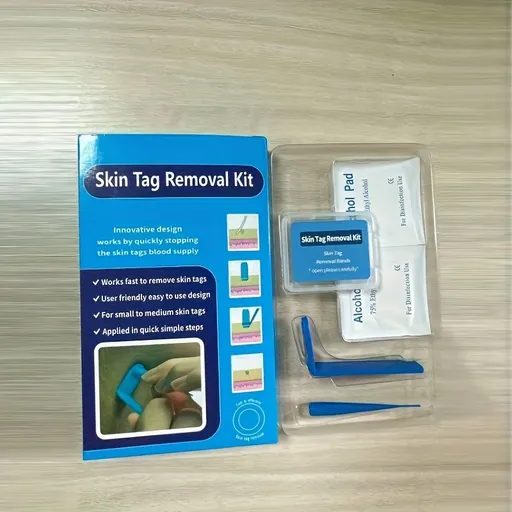 Set of 10pcs Skin Tag Removing Tools with Cleansing Swabs for Adult Facial Care 10pcs Blue