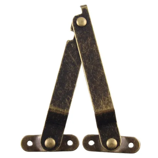 2pcs，Antique iron support hinge wooden box bracket tripod retro pull rod hinge gift box box corner movable box support