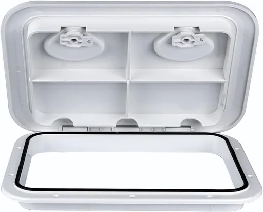 Rectangular Marine Deck Access Hatch with Lid, Boat Storage Inspection Hatch for Yachts, Kayaks and Compartments, White, 44 x 31.5 cm