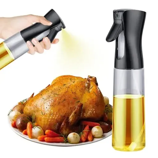 200 mL BPA-Free Oil Spray Bottle, Fine Mist Dispenser for Air Fryers, Salads, Roasting, Grilling and Everyday Cooking, Black