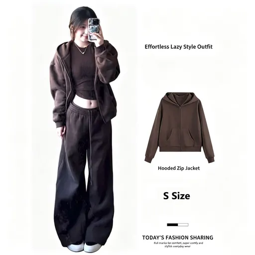 Oversized Chestnut Brown Hooded Sweatshirt for Women Size S, Loose Dropped Shoulder Casual Top, Easy Match Daily Garment