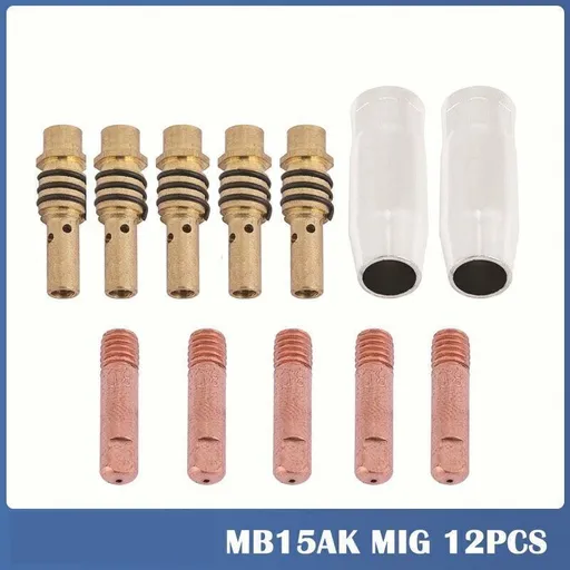 12 Pcs Mig Soldering Station Without Gas Tips of Contact of Nozzle of Welding 15AK MIG and MAG Holder of Connector of Gas, 0.8mm