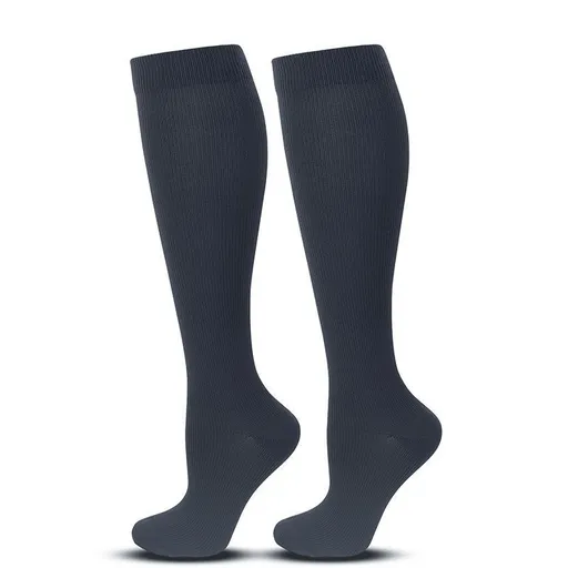 Flat Panel Blue Gray Compression Calf Socks Size XXL (43-46) | Christmas Wide Calf Calm Gift | Plus Size Blue Gray Compression Socks for Big Calves Work