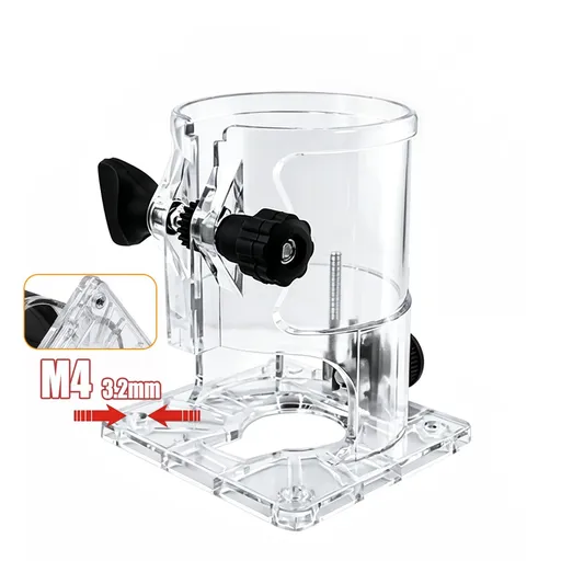Transparent Router Base Protective Cover with Adjustable Knobs and Dust Port for Woodworking Trimming and Slotting, Compatible with Multiple Router Models, Clear PP Tool Accessory (Fully Transparent, M4)