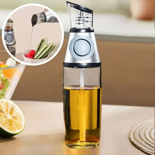 Press Type Metering Oil Bottle Transparent Kitchen Soy Sauce Vinegar Dispenser With Scale