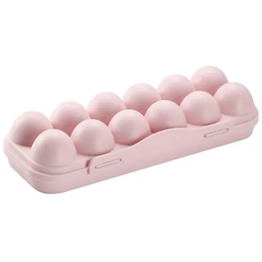 Egg Tray Holder Home Storage Box Kitchen Fridge Crisper Container Organizer -PINK