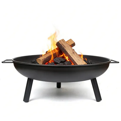 Outdoor Fire Pit 68cm Steel Fire Bowl Wood Burning Portable Heater Backyard Camping BBQ with Handles