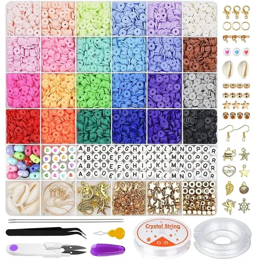 Clay Beads Bracelet Making Kit, 24 Clay Bead Types for Friendship Bracelet Making