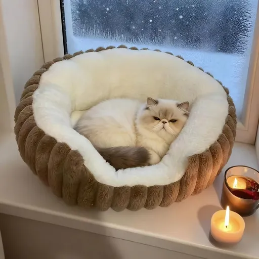 Pet owners are searching: Winter thick rabbit fur pet bed, ultimate cold-proof warmth solution(brown NO:M)