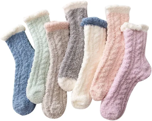Slippers and socks - lounge socks - 7 pairs - Women's lounge socks - Soft and comfortable women's lounge socks - Comfortable, warm, thick and soft