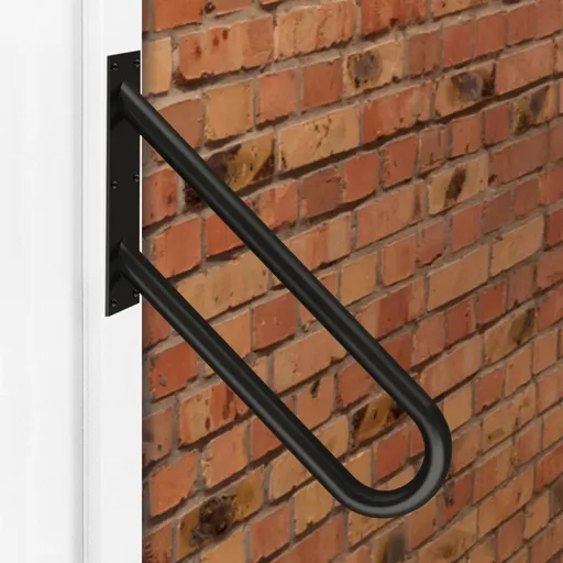 Wall Mount handrails for Outdoor Steps, Stair Railing U-Shaped for handrail with Black Powder Coat Finished, Outdoor & Indoor
