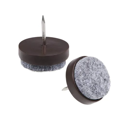 Nailed to The Felt mat 10 PCS - 24 mm/0.95 inch Felt Furniture Pads - Brown. Chair Leg Floor Protectors - Nail in Furniture Pads
