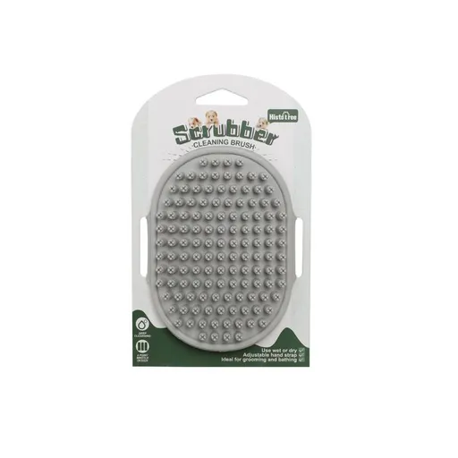 Grey Pet Bath Massage Brush Soft TPR Grooming Brush for Dogs and Cats Adjustable Hand Strap Deshedding Scrubber