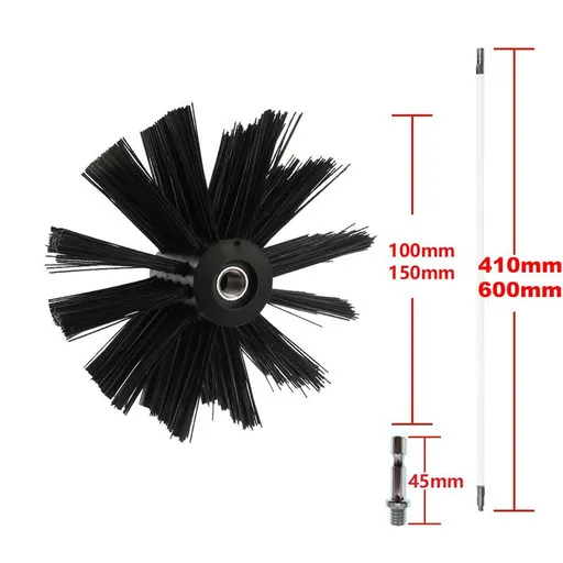 Dryer Vent Brush - Dryer Vent Cleaner Kit - Dryer Duct Cleaning Kit Chimney （6 * 410mm long rod+1 100mm brush head+1 hexagonal rod）