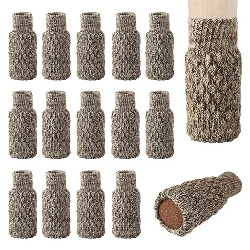 16 pcs Non-Slip Chair Leg Socks, Chair Leg Caps, Knitted Chair Leg Protectors For Floor Scratches And Reduce Noise